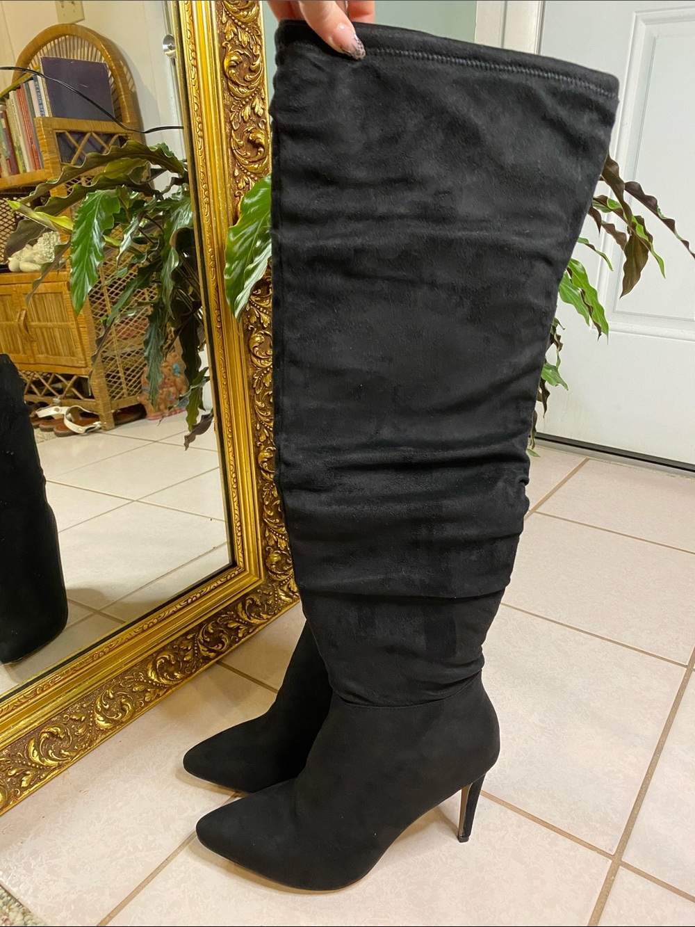Chinese Laundry Black Over-the-Knee Pointed Toe Stiletto Boots
